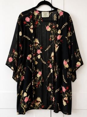 California Moonrise Floral Kimono Cardigan | 100% Viscose | Boho Duster | M/L